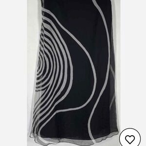 Dana Buchman NWT 100% silk Black and Gray Women's long Skirt